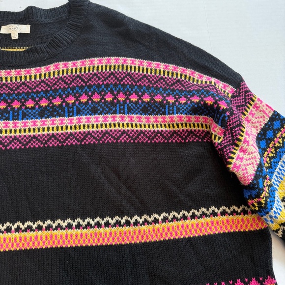 Easel Black Cozy Grandma Core Chic  Multicolor Patterned Sweater Size 1X - Picture 7 of 16